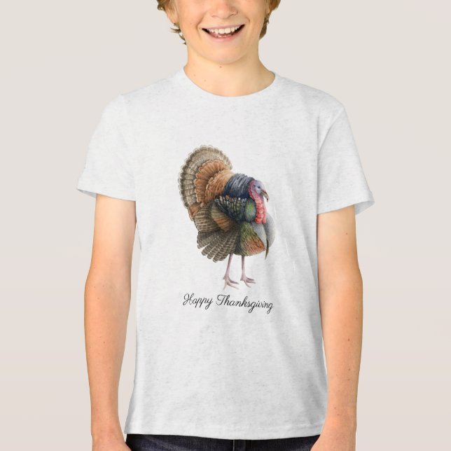 T-shirt En Tri-matière T-Shirt pour garçons de Turquie Thanksgiving (Recto)