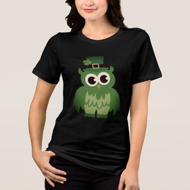 T-shirt En Tri-matière T-shirt St Patrick's Day avec hibou leprechaun ver (Recto)