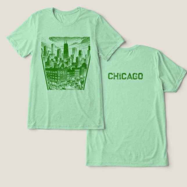 T-shirt En Tri-matière T-shirt vert de Chicago (Design Recto & Verso)