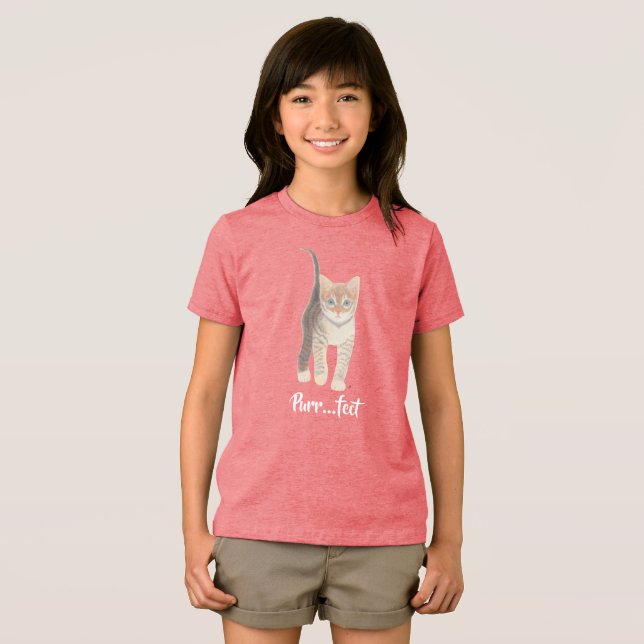 T-shirt En Tri-matière Tabby Kitten Baby Girl's Tri-Blend (Recto plein)