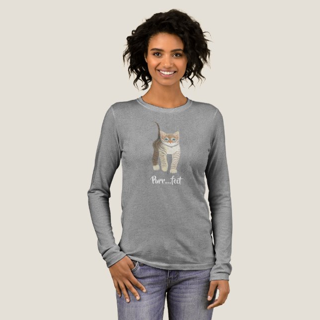 T-shirt En Tri-matière Tabby Kitten Grey Long Sleeved (Recto complet)