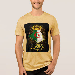 T-shirt En Tri-matière Tahya El Djazair Couronne – Vive l'Algérie en Or