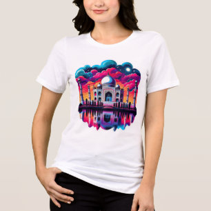 T-shirt En Tri-matière Taj Mahal sous un beau ciel arc-en-ciel coloré