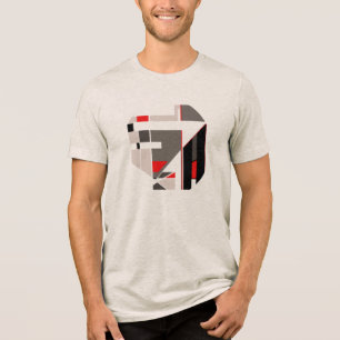 T-shirt En Tri-matière Tan Brown rouge géométrique Abstrait MCM Look