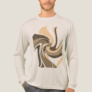 T-shirt En Tri-matière Tan Taupe Brown Fleur Motif Abstrait