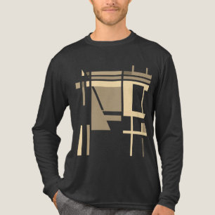 T-shirt En Tri-matière Tan Taupe Crème géométrique Carrés d'inspiration M