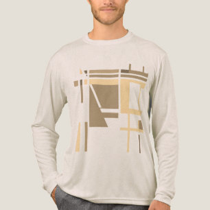 T-shirt En Tri-matière Tan Taupe Crème géométrique Carrés d'inspiration M