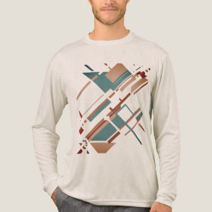 T-shirt En Tri-matière Tan Turquoise rouille incliné MCM Look géométrique