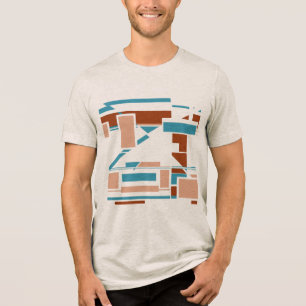 T-shirt En Tri-matière Tannish Rust Turquoise Beige Sud-Ouest Art inspiré