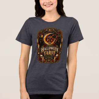 T-shirt En Tri-matière Tarot Halloween Vintage Lune Mystique & Chat Noir