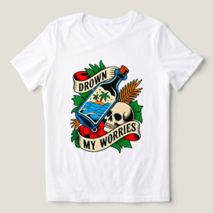 T-shirt En Tri-matière Tatouage Tropical Skull & Sunset Idée Cadeau Ori