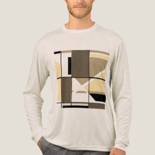 T-shirt En Tri-matière Taupe Crème Brown MCM Look Géométrique Abstrait