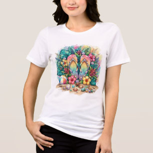 T-shirt En Tri-matière Tee-shirt graphique floral pour vacances d'été à l