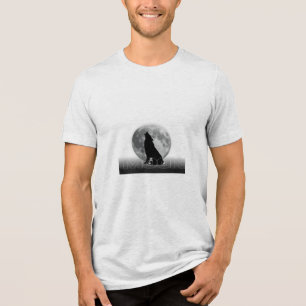 T-shirt En Tri-matière Tee-shirt graphique loup lunaire minimaliste noir