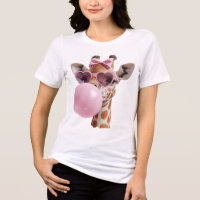 Tee-shirt mignon girafe avec Bubble Gum