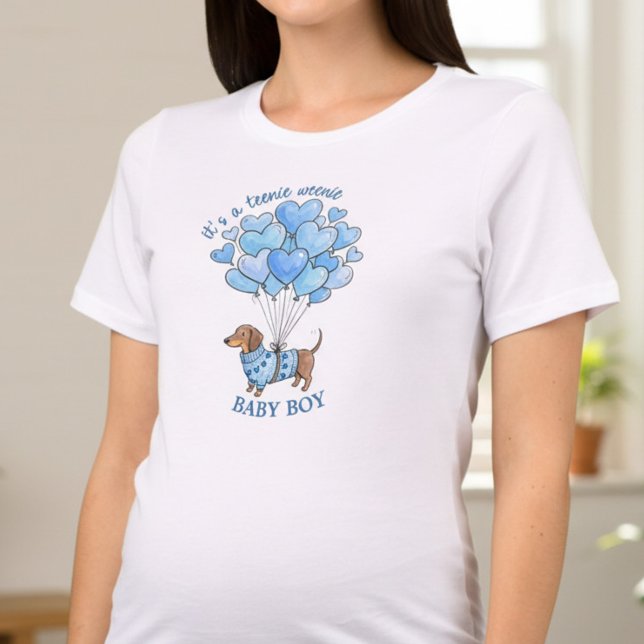 T-shirt En Tri-matière Teenie Weenie Baby Boy Dachshund Gender Reveal (Baby Boy Announcement - Teenie Weenie Sweetheart Dachshund Gender Reveal collection by Darling & May)