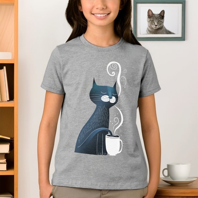 T-shirt En Tri-matière Température Du Thé D'Essai De Chat Avec Queue (Créateur téléchargé)