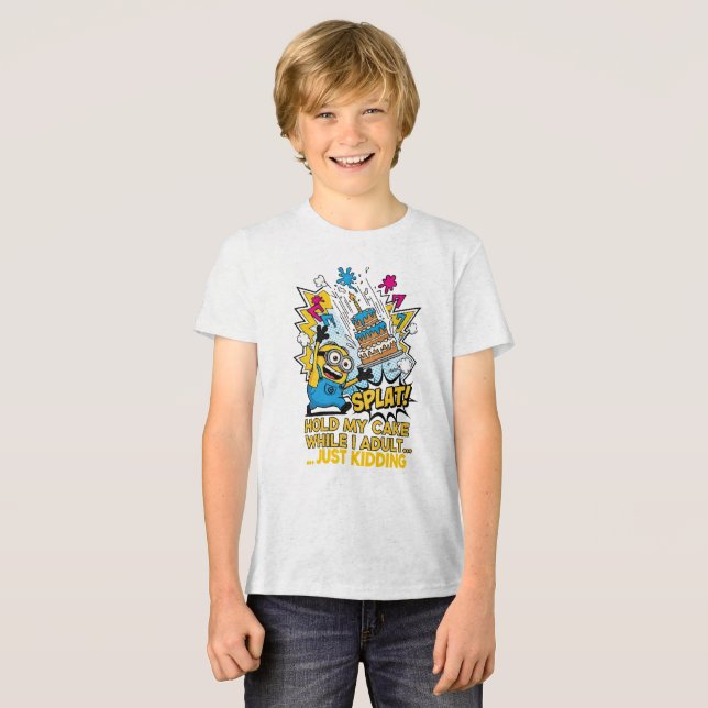 T-shirt En Tri-matière Tenez mon gâteau pendant que je Minion humoristiqu (Recto plein)
