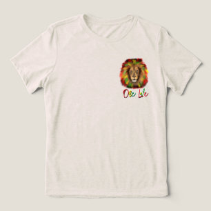 T-shirt En Tri-matière tête de lion rasta rouge vert jaune Jamaïque un am
