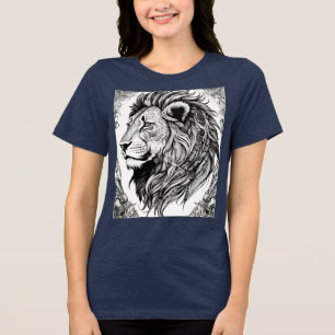 T-shirt En Tri-matière Tête de lion tribal de profil – Détail en noir et