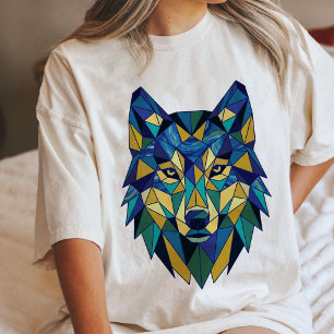 T-shirt En Tri-matière Tête de Loup Géométrique Art Abstrait