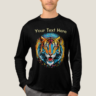 T-shirt En Tri-matière Tête de tigre couleurs arc-en-ciel peinture taches
