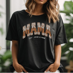 T-shirt En Tri-matière Tête en cuir Vintage dentelle Pays Varsity Mama T-