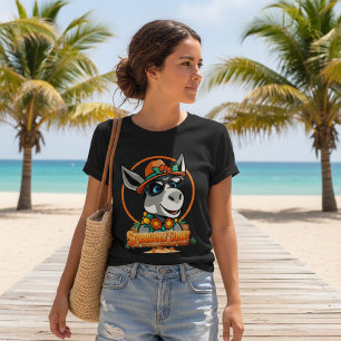 T-shirt En Tri-matière Têtu et Ensoleillé Âne de Dessin Animé Cool