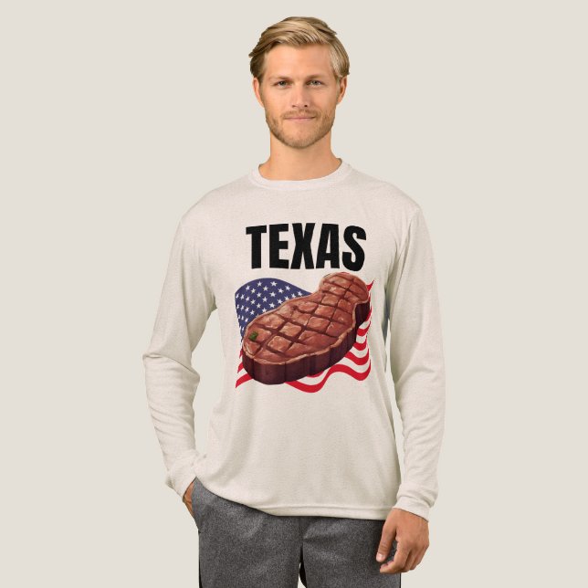 T-shirt En Tri-matière Texas Hommes Bella+Canvas long manches (Recto complet)