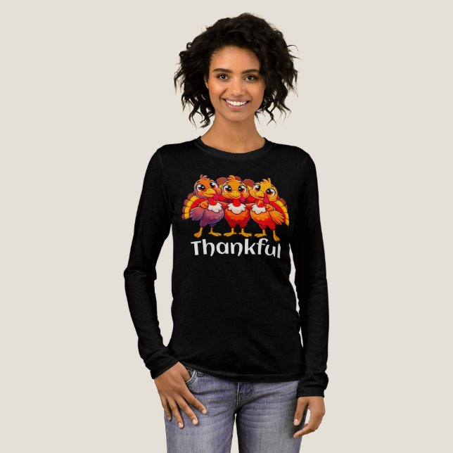 T-shirt En Tri-matière Thankful baby turkey funny cartoon  (Recto complet)