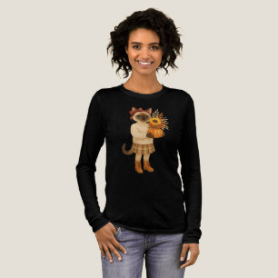 T-shirt En Tri-matière Thanksgiving d'automne avec chat