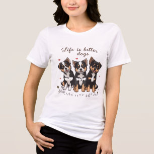 T-shirt En Tri-matière Three dogs on a t-shirt .