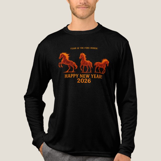 T-shirt En Tri-matière Three Fire Horses Fiery Stallion Zodiac Design (Recto)