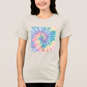 T-shirt En Tri-matière Tie Dye Pastel Été Spirale Tie Dye Arc en ciel