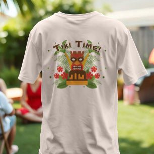 T-shirt En Tri-matière Tiki Anniversaire Palmiers Fleurs Hawaïennes Luau