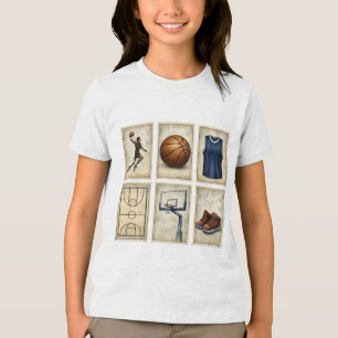 T-shirt En Tri-matière Timbres de basket-ball vintage Collection de sport