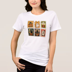 T-shirt En Tri-matière Timbres d'Halloween Coquette Vintage