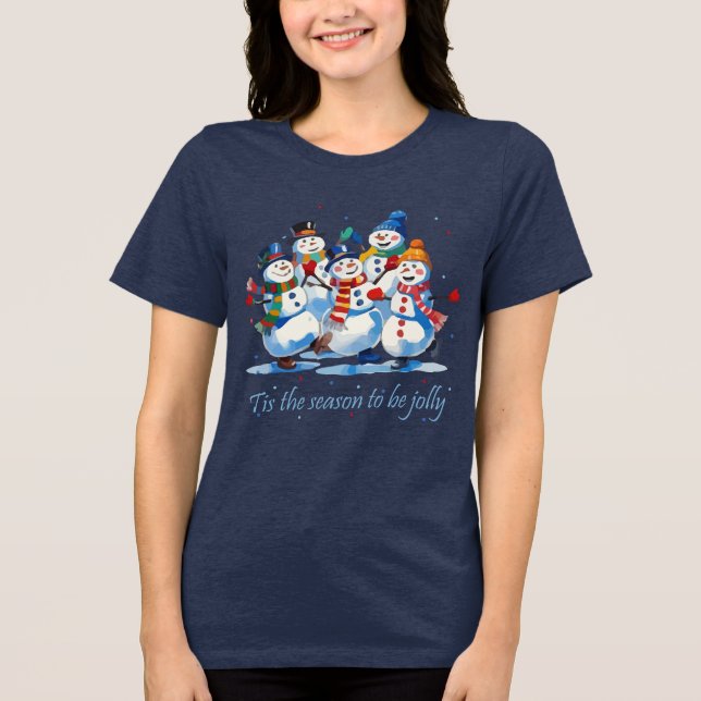 T-shirt En Tri-matière Tis the Season to be Jolly Dancing Jolly Snowmen (Recto)