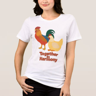 T-shirt En Tri-matière Together in Harmony – Peaceful Rooster and Hen Wom