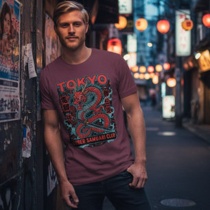 T-shirt En Tri-matière Tokyo Cyber Samurai Dragon Vintage Japonais Unisex
