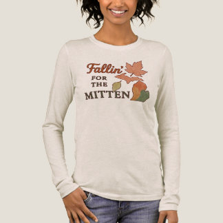 T-SHIRT EN TRI-MATIÈRE TOMBANT AMOUREUX DU MITTEN TEE D'AUTOMNE DU MICHIG