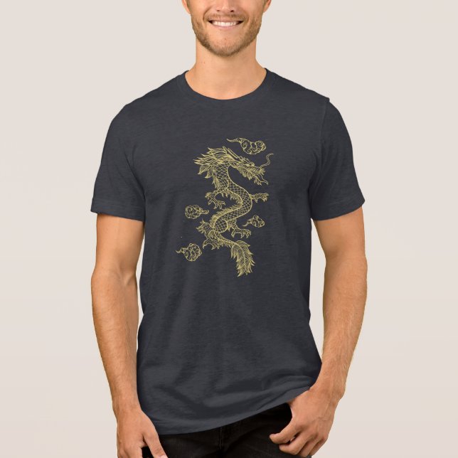T-shirt En Tri-matière Tons or chinois Dragon (Recto)