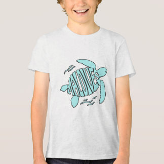 T-shirt En Tri-matière Tortue de mer des Maldives - Typographie Bleue Tro