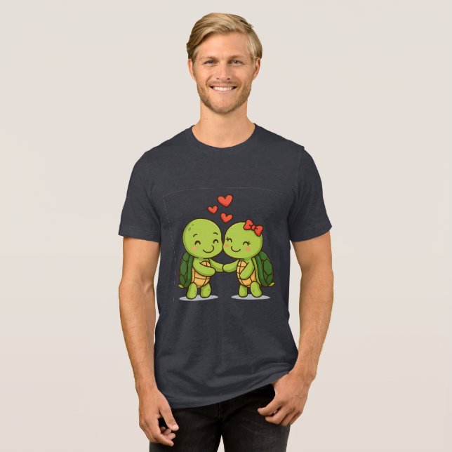 T-shirt En Tri-matière Tortues mignonnes | Couple de dessin adorable (Recto plein)