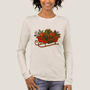 T-shirt En Tri-matière Traîneau de Noël vintage avec cadeaux