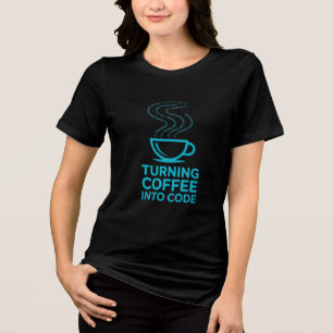 T-shirt En Tri-matière Transformer le café en programmeur de code Concept