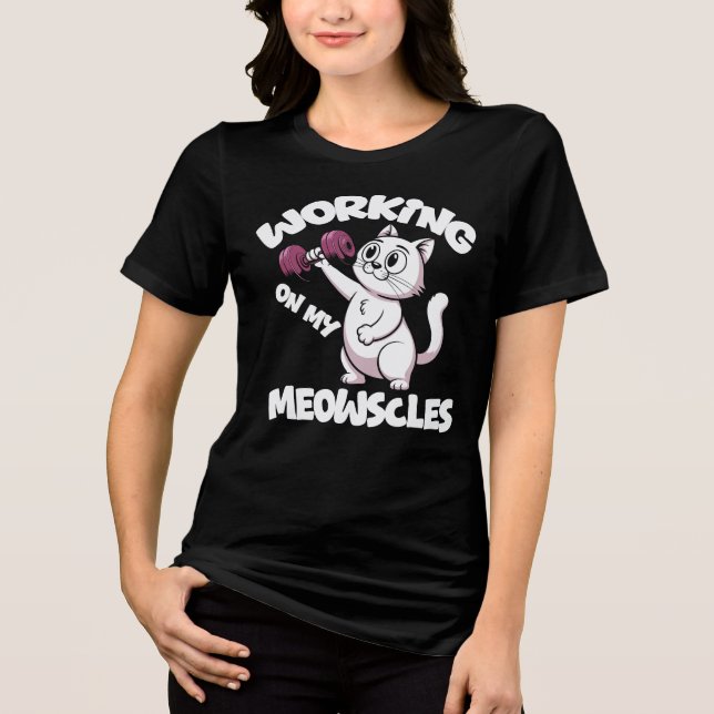 T-shirt En Tri-matière Travailler sur mes Meowscles Femmes (Recto)