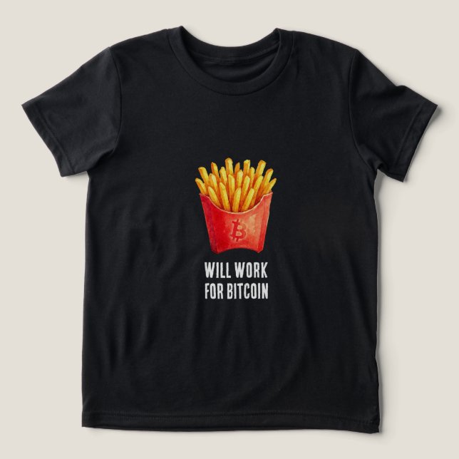 T-shirt En Tri-matière Travaillera pour Bitcoin (Noir) (Design Recto)