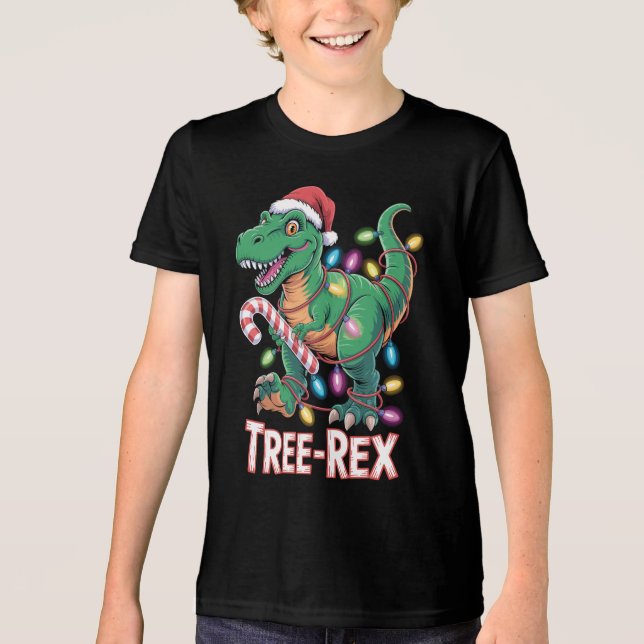 T-shirt En Tri-matière Tree-Rex dinosaure - T-Rex avec guirlande lumineus (Recto)