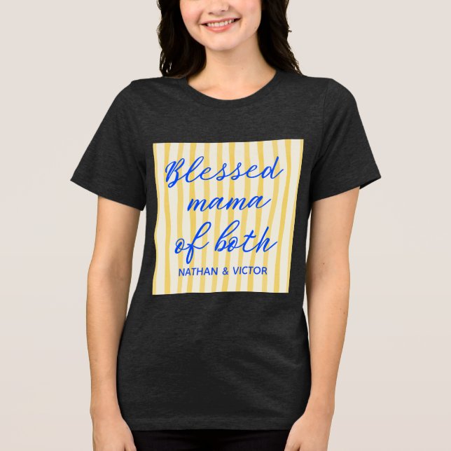 T-shirt En Tri-matière Trendy “Mama of Both” Custom Kids’ Names (Recto)